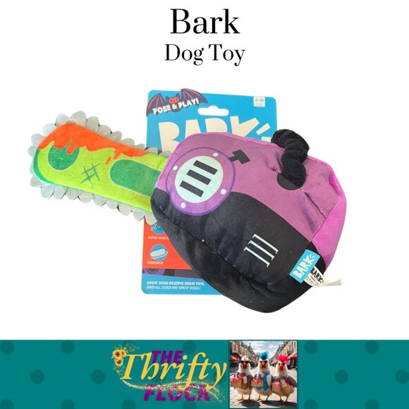 Bark Dog toy Texas Chainspaw Pose & Play Halloween Haunted Playride Squeaker NEW - Picture 1 of 9